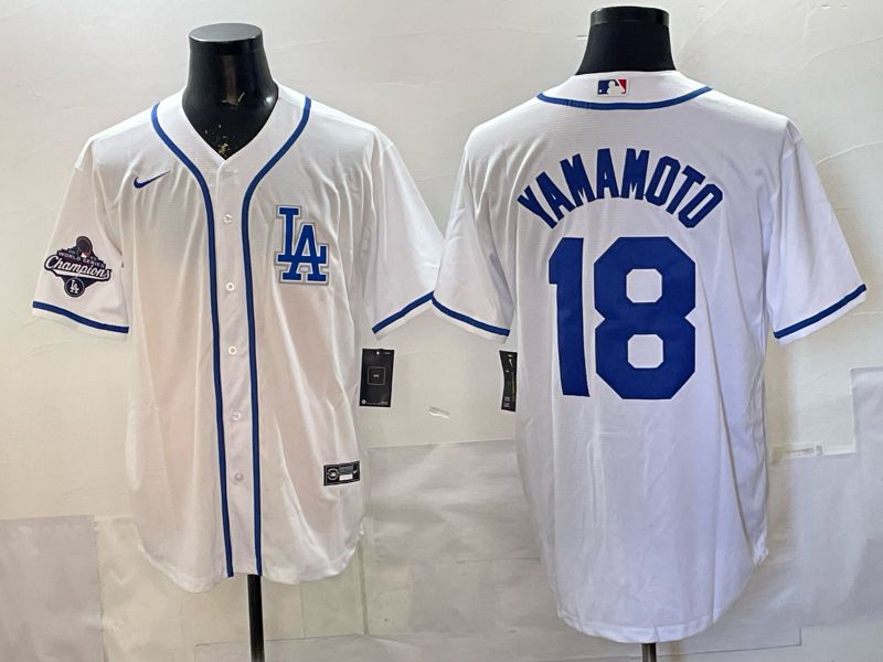 Men 2026 Nike Los Angeles Dodgers #18 Yamamoto White Game MLB Jersey 03->los angeles dodgers->MLB Jersey